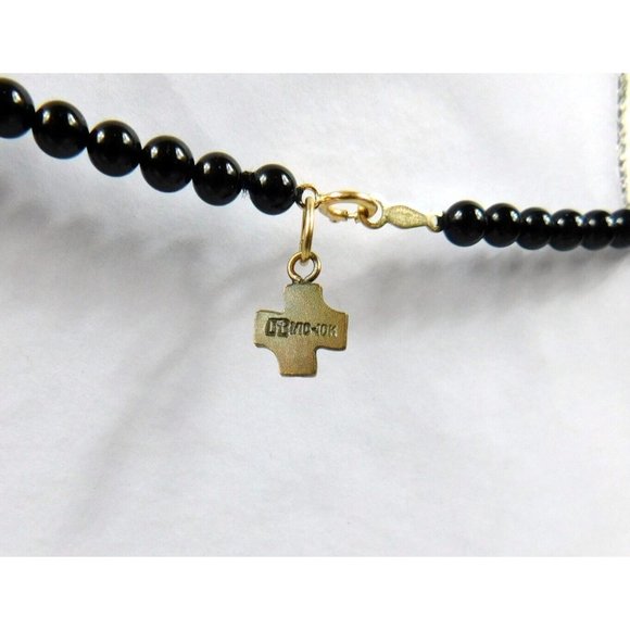 Vintage Black/Gold Tone Beaded Necklace 14K Spring Ring Clasp SEE DESCRIPTION - Picture 8 of 9